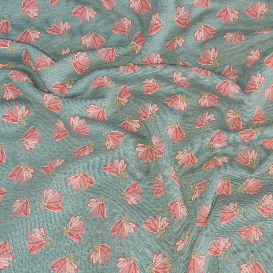 Sweat - Fleurs sur fond vert