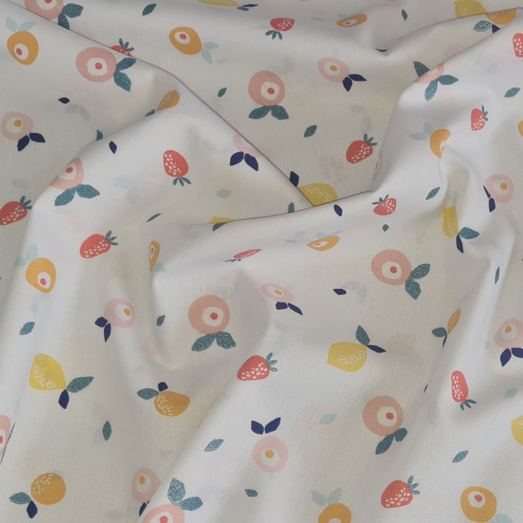 Popeline de coton - Fruits & paillettes